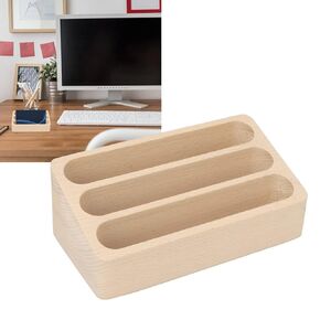 Business Card Holder, 3 Slots High Stability Wooden Desktop Name Card for Desk or Counter, Business Card Organizer for Office Hotel and Restaurant Use