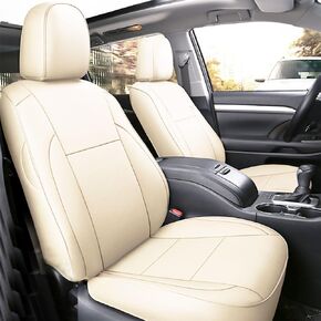 CocheFamilia Custom Fit Highlander Car Seat Covers for Select Toyota Highlander 2014 2015 2016 2017 2018 2019 - Three-Row,Second Row 40/60 Split,Leather (Black)