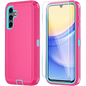 Qinmay Phone Case for Samsung Galaxy A55 5G Case with HD Screen Protector, Heavy Duty Shockproof & Dropproof 3-Layer Cover Phone Case for Galaxy A55 (BeltClip_Black)