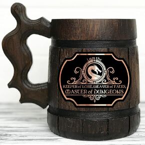 Dungeons and Dragons DM Mug Keeper of Lore, Weaver of Fates Dungeon Master Mug Gifts for dnd Lovers Party DM Wooden Beer Mug 17oz D&D Gift Beer Stein Christmas Birthday Gifts For Him Beer Tankard K680 in Kuwait