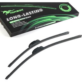 2pcs 16"+16" U/J Hook Bracketless Curved Premium All-Season Front Windshield Wiper Blades Set of 2 Combo Pack New Factory Replacement AA Natural Rubber