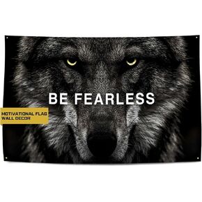 لافتة علم الصالة الرياضية التحفيزية Be Fearless Be Fearless من Gold Trident - ألهم تمرينك بهذه اللافتة - ديكور حائط مثالي للياقة البدنية للصالة الرياضية، والنوم - ابقِ متحفزًا بفن التحفيز الرائع - 3 × 5 أقدام in Kuwait