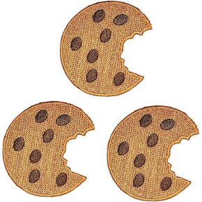 Umama Patch Set of 3 Cute Cookie Embroidered Patch Chocolate Chip Cookie Delicious Dessert Food Cartoon Kids Sew Iron On Patches Clothes Dress Plant Hat Jeans Sewing Applique DIY Accessory