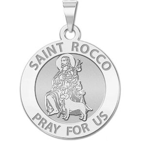 PicturesOnGold.com Saint Rocco Religious Medal - 3/4 Inch Size of a Nickel -Sterling Silver