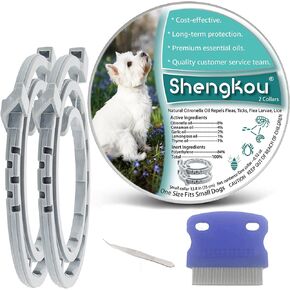 Natural Flea and Tick Collar for Puppies - Provides 24-Month Protection, Safe Pest Control - Waterproof and Strong - Includes Free Flea Comb and Tick Tweezer - 4-Pack