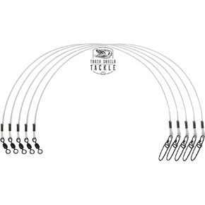 5 Pack 100 lb. Premium Fluorocarbon Tooth Shield Tackle Musky Leaders Muskie Pike Leader (Crane Swivel)