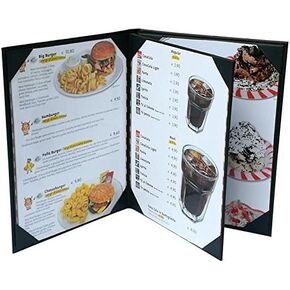 4 pcs of Restaurant Menu Covers Holders 8.5" X 11" Inches, 3panel 4view,Sold by Case,with Clear PVC Sheets for Paper Protection