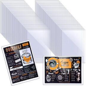 75 Pack All Clear Vinyl Restaurant Menu Covers 8.5 x 11 Inch Double Sided Wipeable Reusable Menu Sleeves Slip in Top Loading Menu Holders Clear Plastic A4 Sheet Protectors