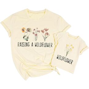 Raising A Wildflower Shirt Mom Toddler Matching Tshirt Mommy and Me Matching Tee Mother Daughter Son Mama Mini Outfit
