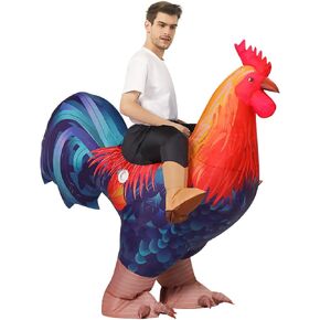 COMIN Inflatable Chicken Costume Rooster Adult Suit Funny Cosplay Halloween Costume for Men Women Birthday Christmas Supplies