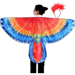 D.Q.Z Double-Sided Adults Bird-Wings-Parrot-Costumes for Women Cosplay, Owl Eagle Cape Feather Headband Mardi Gras Party