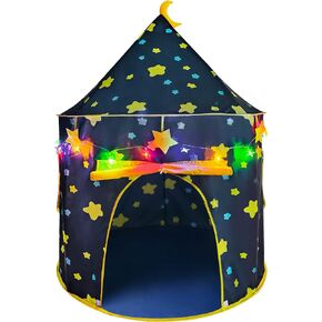 LotFancy Play Tent for Boys, with Star Lights and Storage Carrying Bag, Pop Up Play Tent House for Kids Toddlers, Indoor and Outdoor Use, Foldable, Portable, Blue