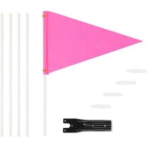 Bicycle Safety Flag Pole 6 inch Flag with Pole Fiberglass Pole Polyester Bicycle Safety Flag Tear Resistant Waterproof Pink Safety Flag