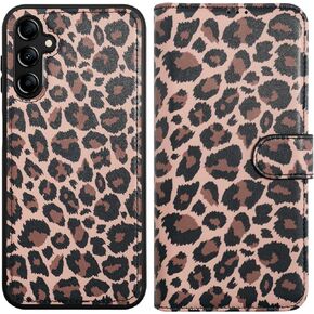 Compatible with Samsung Galaxy A14 Wallet Case - Detachable Flip Folio Leather Kickstand Cover - 4 Card Slots Holder - Fashion Protective Phone Case 6.6" for Mens Women Girls, Brown Color