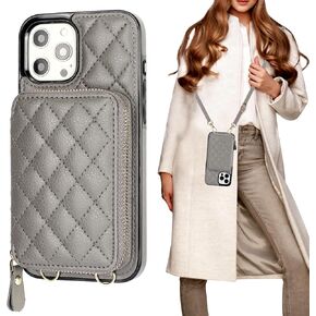 Bocasal Crossbody Wallet Case for iPhone 12 Pro Max, RFID Blocking PU Leather Zipper Handbag Purse Flip Cover, Kickstand Folio Case with Card Slots Holder Wrist Strap Lanyard 5G 6.7 Inch (Black)