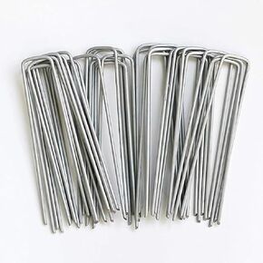 6 inch Galvanized Steel Anti-Rust U-Shaped Nails Landscape Fabric Garden Lawn Fixed Floor Nails (20)