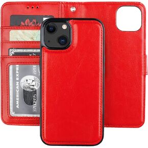 Bocasal Detachable Wallet Case for iPhone 13 RFID Blocking Card Slots Holder Premium PU Leather Magnetic Kickstand Shockproof Wrist Strap Removable Flip Protective Cover 5G 6.1 inch (Black)
