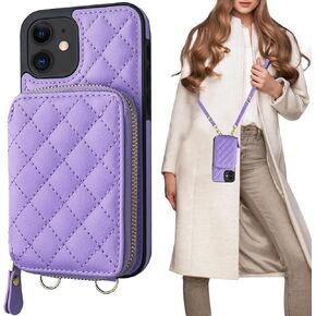 Bocasal Crossbody Wallet Case for iPhone 12/12 Pro, RFID Blocking PU Leather Zipper Handbag Purse Flip Cover, Kickstand Folio Case with Card Slots Holder Wrist Strap Lanyard 5G 6.1 Inch (Black)