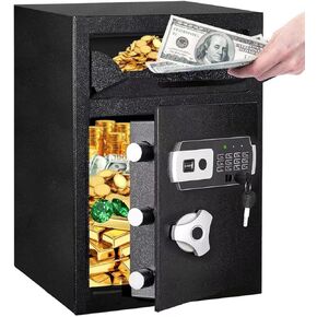 2.5 CUB Depository Drop Safe, Front Drop Slot Lock Box with Digital Combination and Anti-Fishing, Silent Deposit Safe Box, Security Money Safe for Cash Slips Expense Business Office Home