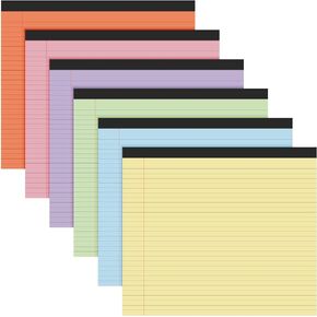 Lincia 6 Pcs 11" x 9.5" Legal Pads College Ruled Notepad Landscape Notebook Horizontal Lined Notebook 80 Gsm Assorted Colors Paper Pastel Writing Pads for School Office, 40 Sheet (Sweet Color)