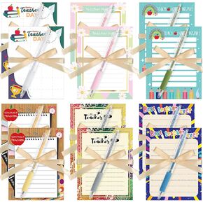 Lincia 12 Set of Teacher Appreciation Gifts Bulk Includes Sticky Notes with Pens & Lined Notepads You're The Best Teacher Memo Notes Thank You Gift for Nurse Students School(Stylish Style)