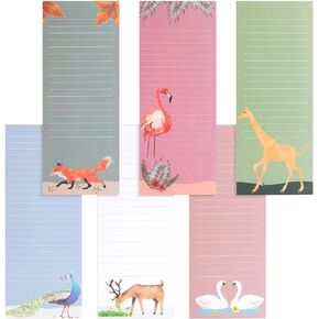 Juvale 6 Pack Magnetic Notepads for Refrigerator, Grocery Shopping List, To-Do Memos - 6 Animal Designs (6 Colors, 3.5 x 9 Inch)