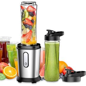 300W Electric Smoothie Blender, Mini Blender with 2 Portable 20oz Tritan Bottles, BPA-Free Smoothie Blender with 4 Stainless Steel Blades, Smoothie Blender for Baby Milkshake