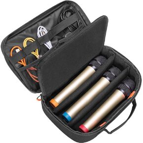 3 Slots Wireless Microphone Carrying Case, Microphone Storage Bag Fits for 3 Mic System Microphones Up to 11’’, Portable Mic case for Singing, Karaoke (Patent Design)