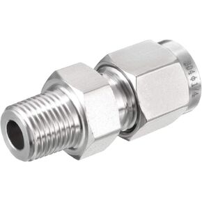 uxcell Compression Tube Fitting, 1/8 NPT Male x Ф1/4" Tube OD with Double Ferrules