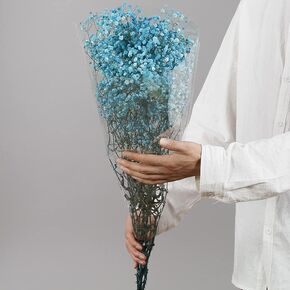 Dried-Flowers-Babys-Breath-Bouquet-17inch 3000+ Natural Gypsophila Branches for Home Decor, Wedding, Table Vase Decor, DIY Wreath Floral Florist Bouquet Supplies (Blue)