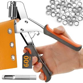 Grommet Tool Kit, Handheld Grommet Pliers with 600PCS 3/8 Inch Grommets, Heavy Duty Grommet Kit, Eyelet Pliers Kit for DIY Banner Tarp Leather Repair and Installation