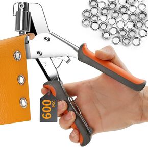 Grommet Tool Kit, Handheld Grommet Pliers with 600PCS 3/8 Inch Grommets, Heavy Duty Grommet Kit, Grommet Tool for DIY Banner, Tarp, Leather