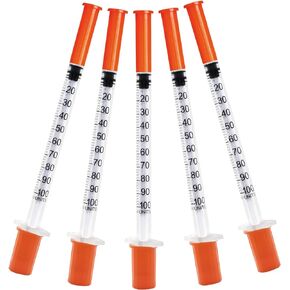 31G 0.5cc 1/4 Inch (6mm) Syringe with Needle, Individually Wrapped, Pack of 100