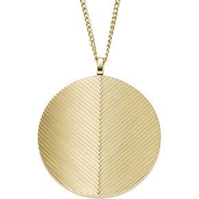 Fossil Women's Harlow Locket Collection Gold-Tone Stainless Steel Pendant Necklace, Color: Gold (Model: JF04738710)