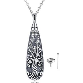 Tree of Life Urn Necklace Teardrop Urn Necklace for Ashes S925 Sterling Silver Family Tree Keepsake for Ashes Memory Keepsake Cremation Jewelry for Women