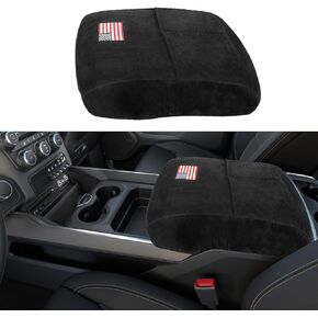 US Flag Center Console Cover Fits for 2013-2023 Ram 1500 2500 3500 Middle Console Armrest Cover with Pocket Comfortable Scratch-Resistant Velvet Covers, Black