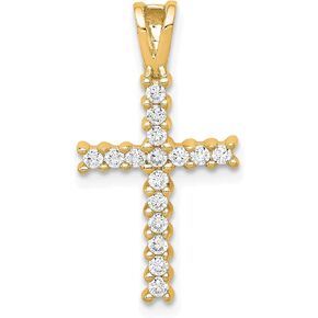 14k Yellow Gold 1/6ct. Diamond Latin Cross Pendant 19.5mm 23mm