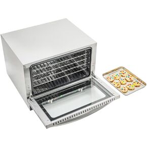 Restaurantware Hi Tek Half Size Convection Oven 1 Countertop Electric Oven - 1.5 Cu. Ft. 120V Stainless Steel Commercial Convection Oven 1600W 4 Racks Included