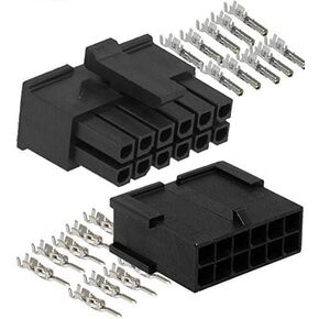 Molex Micro-Fit 3.0 dual row (12 Circuits) Male & Female receptacle plug, w/Terminal sockets, (Pack of 1 Complete Set)