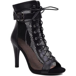 Women's Mesh Sandals Peep Toe High Top Sandals Lace Up Summer Boots Buckle Strap Dance Party Sexy Pump Shoes Open toe