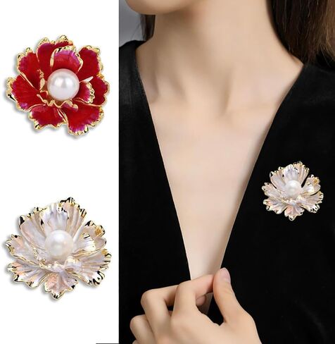 Fashion Pearl Floral Brooch Pin for Women Girls Wedding Party Banquet Bridal Jewelry in Kuwait