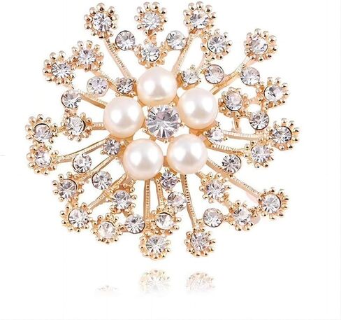 Fashion Pearl Floral Brooch Pin for Women Girls Wedding Party Banquet Bridal Jewelry in Kuwait