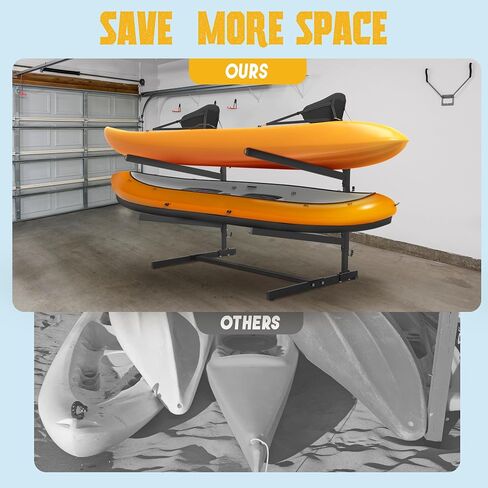 Kayak Storage Rack, Heavy Duty Freestanding Kayak Stand for 2 Kayaks, SUPs, Canoe and Paddleboard Kayak Rack for Indoor & Outdoor Use in Saudi Arabia