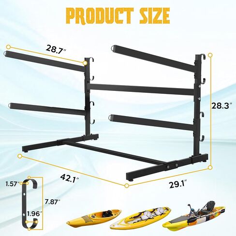 Kayak Storage Rack, Heavy Duty Freestanding Kayak Stand for 2 Kayaks, SUPs, Canoe and Paddleboard Kayak Rack for Indoor & Outdoor Use in Saudi Arabia