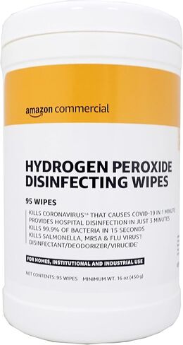 مناديل مطهرة ببيروكسيد الهيدروجين التجارية من أمازون، غير معطرة، عدد 570 (6 عبوات من 95 منديلًا) in Kuwait