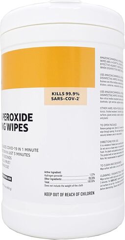 مناديل مطهرة ببيروكسيد الهيدروجين التجارية من أمازون، غير معطرة، عدد 570 (6 عبوات من 95 منديلًا) in Kuwait