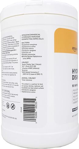 مناديل مطهرة ببيروكسيد الهيدروجين التجارية من أمازون، غير معطرة، عدد 570 (6 عبوات من 95 منديلًا) in Kuwait