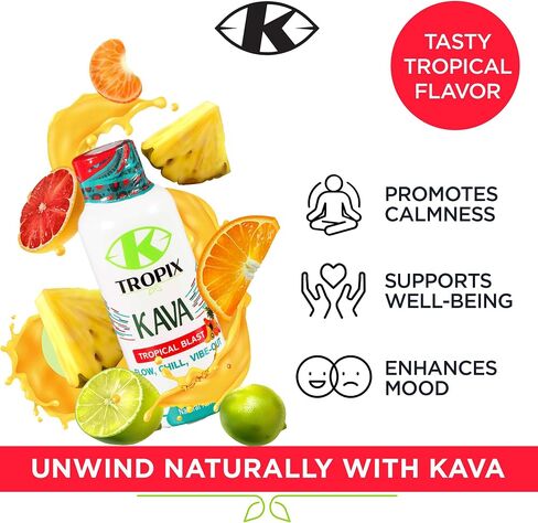 Kava Shot Tropical Blast - مشروب الكافا - مكمل مستخلص جذر الكافا - مشروبات بديلة للكحول - عبوة واحدة in Saudi Arabia