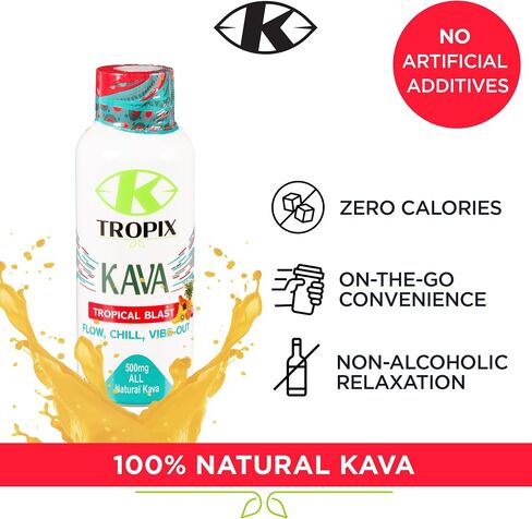 Kava Shot Tropical Blast - مشروب الكافا - مكمل مستخلص جذر الكافا - مشروبات بديلة للكحول - عبوة واحدة in Saudi Arabia
