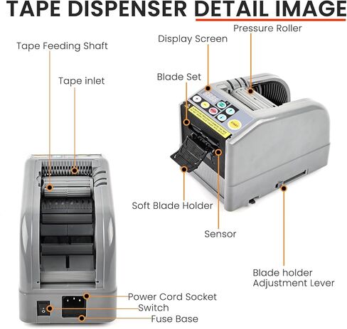Upgrade Automatic Tape Dispenser, Ribbon Cutting Machine, Upgraded Silicone Wheel for 6-60mm Width Tape/Ribbon, Max. Cutting Length 999mm, Ideal for Shipping, Gift Wrapping, Businesses in Kuwait